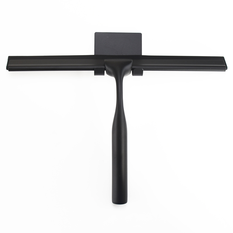 Raclette essuie vitre Châtelet avec support mural, noir mat