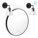 Pack miroir rond en métal noir mat, Chatelet et 2 appliques Cone noires