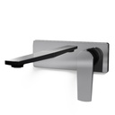 Robinet mitigeur lavabo mural, chromé et noir mat + bonde, Alma