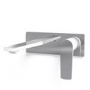 Robinet mitigeur lavabo mural, chromé et blanc mat + bonde, Alma