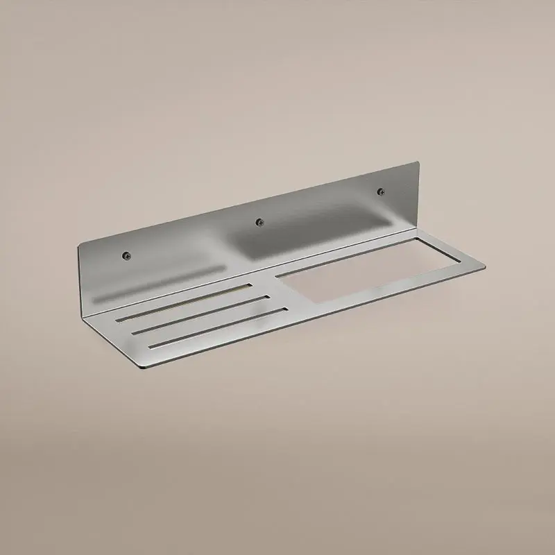 Porte-serviette 40 cm avec tablette, inox brossé, Châtelet