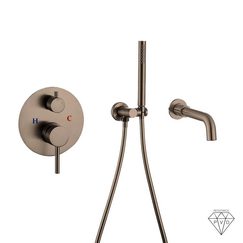 Pack mitigeur bain-douche à encastrer, cuivré brossé, 2 sorties, Châtelet