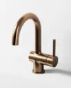 Robinet mitigeur lavabo col de cygne doré rose brossé, Châtelet