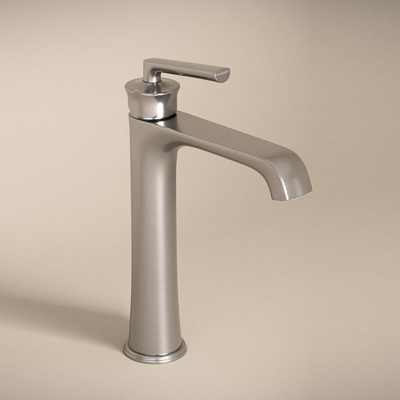 Robinet Mitigeur Lavabo Haut, Art Déco, Inox Brossé