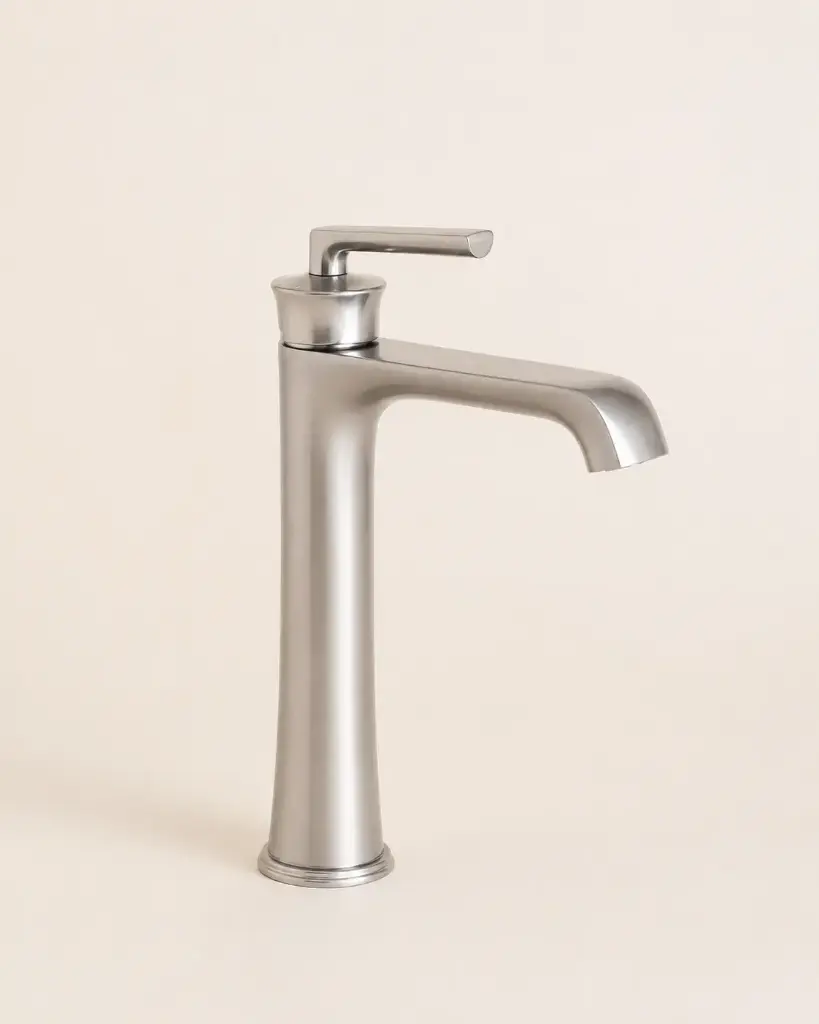 Robinet Mitigeur Lavabo Haut, Art Déco, Inox Brossé