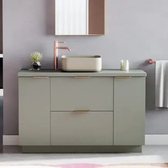 Meuble 120 cm Vert argile, 2 tiroirs et 2 portes Alma