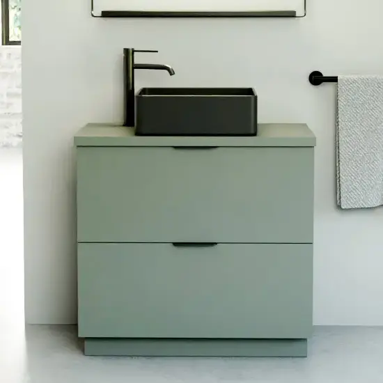 Meuble vasque à poser, 80 cm, 2 tiroirs, Alma