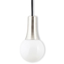 Suspension design chromé mat avec ampoule ronde blanche