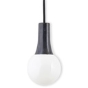 Suspension design noir avec ampoule ronde blanche