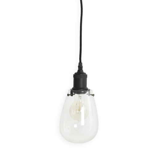 Suspension industrielle avec globe et ampoule ronde transparente