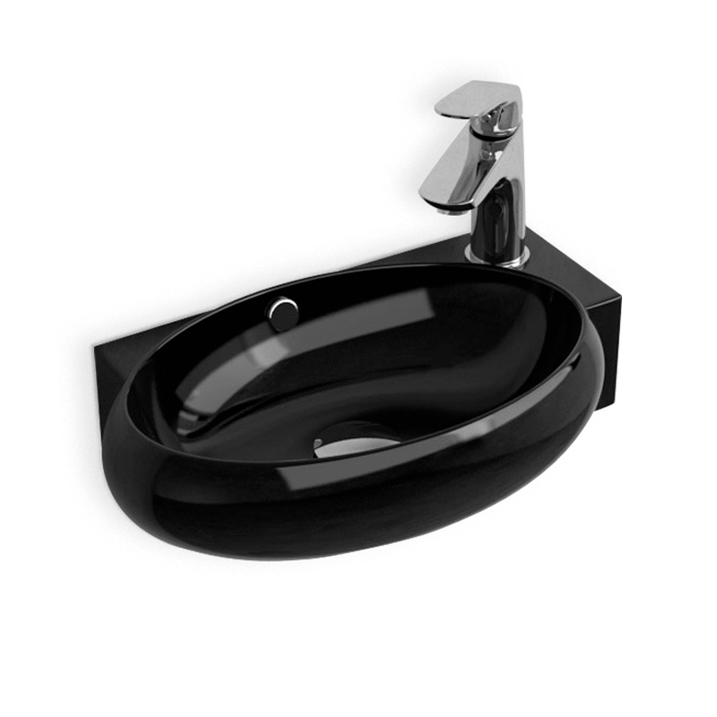 Lave-mains noir droite ou gauche, 42,5x26,5 cm, Pure