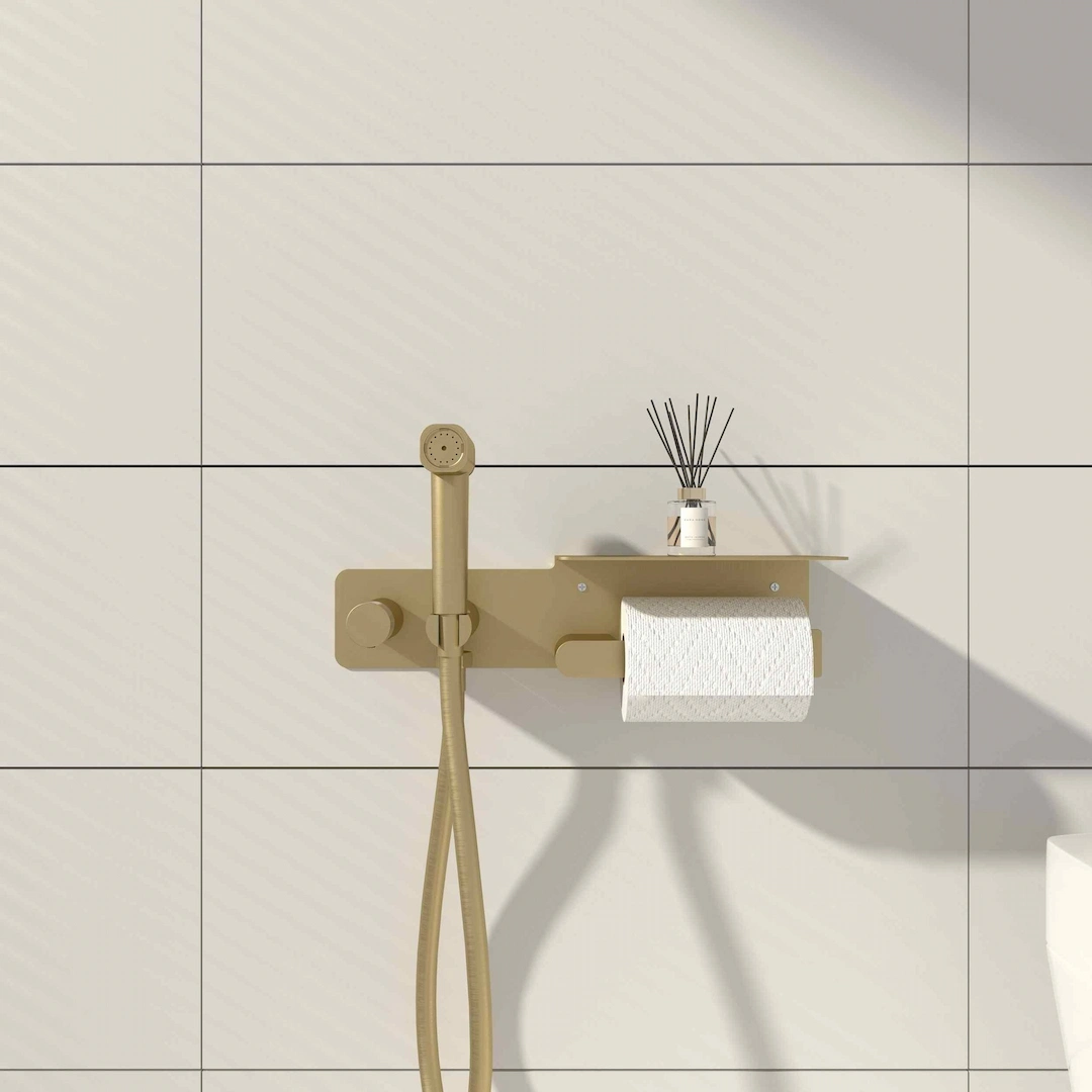 Set Douchette hygiénique avec porte rouleau Châtelet, 3 couleurs