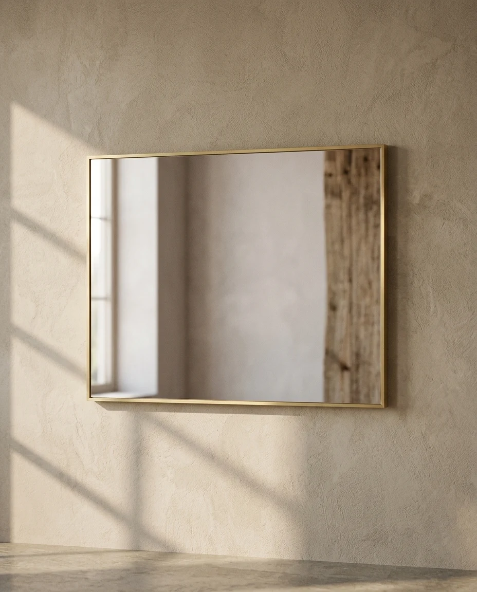 Miroir de salle de bain, aluminium doré brossé 100x80cm, Châtelet