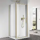Cabine de douche pivotante, Sur mesure de 58 à 95,4 cm, retour de 70 à 100cm Doré brossé, Arena 
