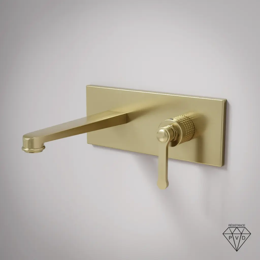 Mitigeur lavabo encastré, Doré brossé, César