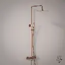 Colonne de douche avec mitigeur mécanique Ø25cm, douchette tube, Doré Rose