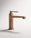 Mitigeur lavabo cannelé, doré rose brossé, César 1