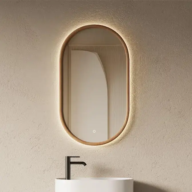 Miroir oblong 55x90, éclairage led, chêne naturel, Omnia