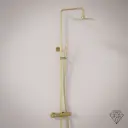 Colonne de douche avec mitigeur thermostatique, Ø25cm, doré brossé, Châtelet 