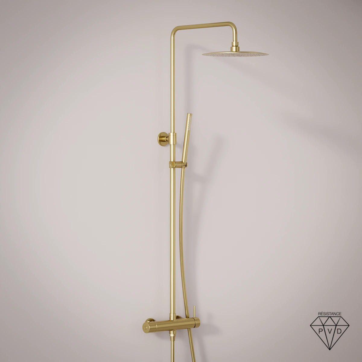 Colonne de douche mitigeur, Ø25cm, inox doré brossé, Châtelet III