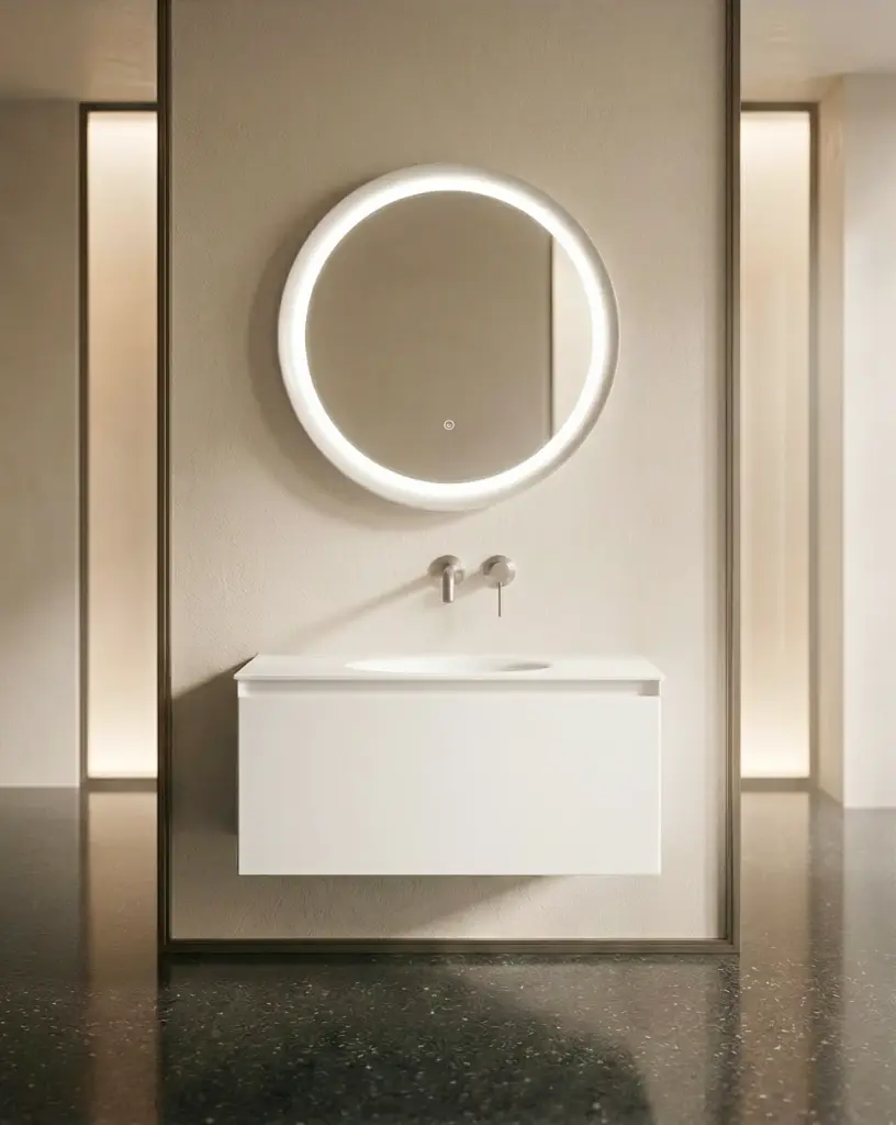 Meuble laque, 80cm avec plan vasque intégrée, Belle ile 
