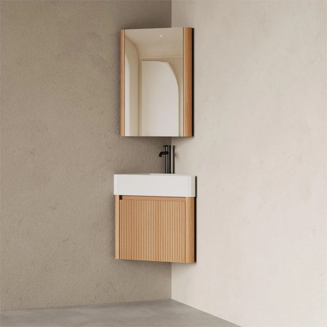 Lave-main d'angle, chêne naturel, Elya 