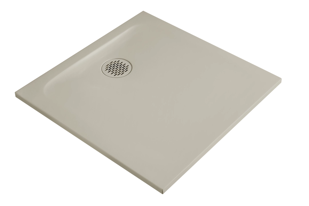 Receveur de douche extra-plat 70 cm en résine minérale beige avec texture de surface mate gamme Cotton.