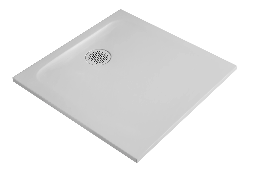 Receveur de douche gris 70 cm en résine minérale avec texture de surface antidérapante gamme Cotton.