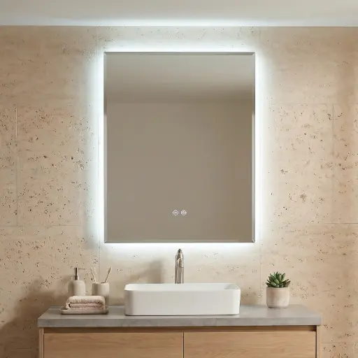 Miroir 60x80 cm rétro-éclairant LED, anti-buée, Pure
