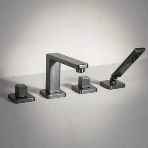 Robinet mitigeur de bain de plage, manette cannelée, Gun métal, Star   