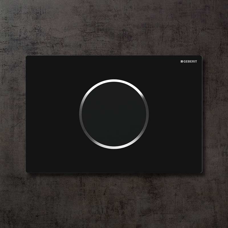 Plaque de déclenchement WC électronique double débit, Sigma 10, noir, chromé brillant 