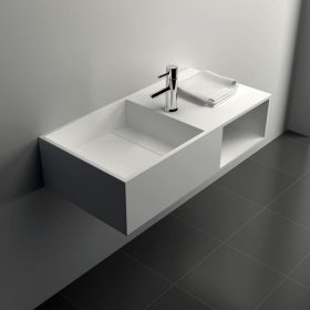 Meuble salle de bain suspendu Mineral 80x40 cm, matière composite