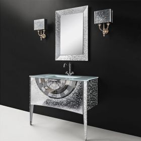 Céline, miroir salle de bain 98X70 cm, cadre verre argent - image 2