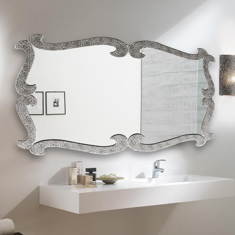 Marie, miroir salle de bain 150X75 cm, granité chrome argent