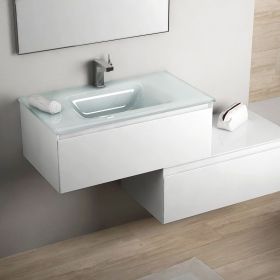 Cuenca, meuble salle de bain 81 cm blanc brillant, vasque verre 3 finitions - image 2
