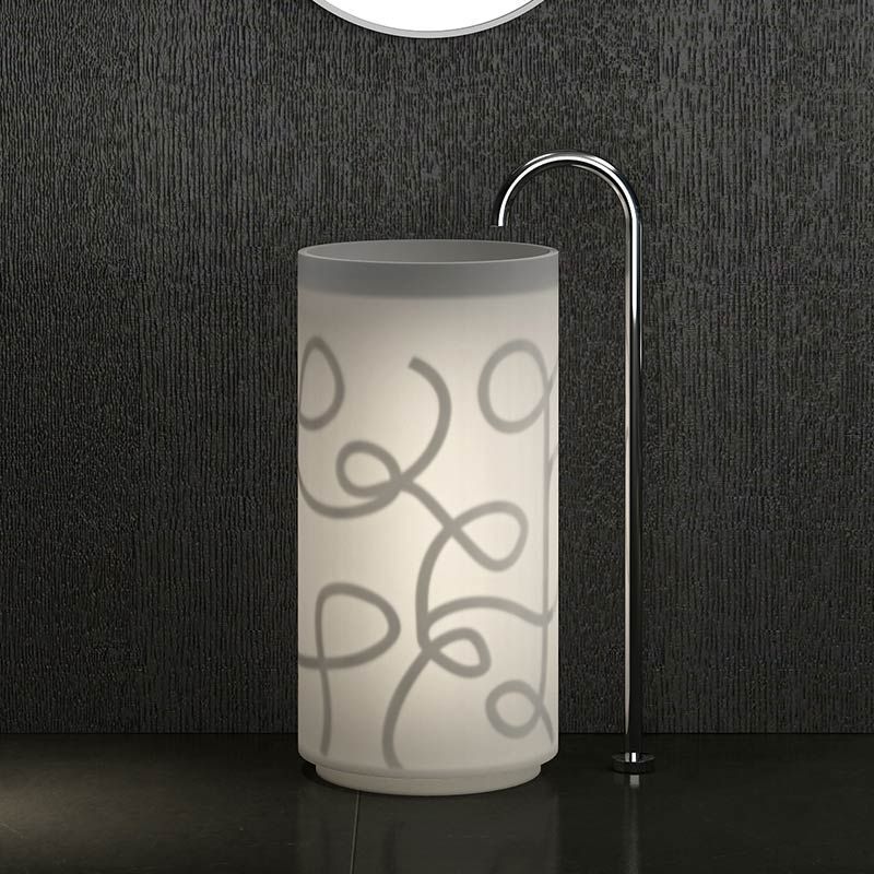Lavabo colonne 45x90 cm, Solid Surface semi-translucide, Illumina
