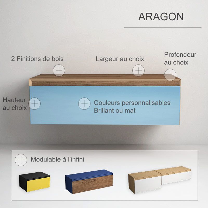 Aragon, meuble bas de rangement sur mesure