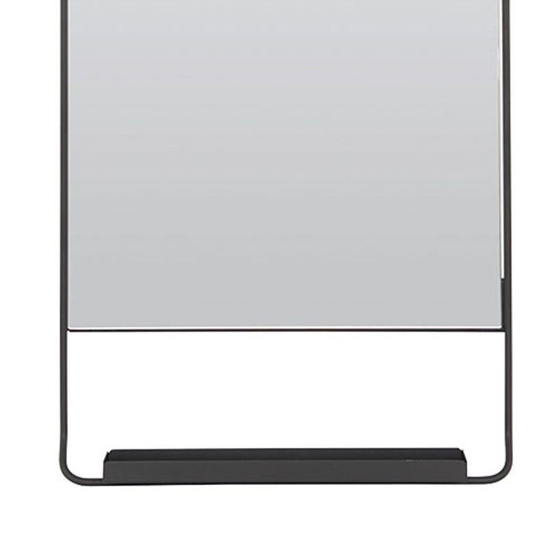 Miroir salle de bain vertical 110x45 cm, avec cadre métal et tablette noir, Chic