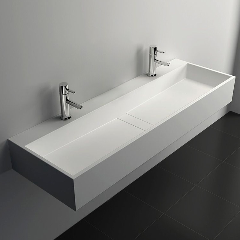 Plan vasque salle de bain suspendu Mineral 120,5x40 cm, matière composite - image 2