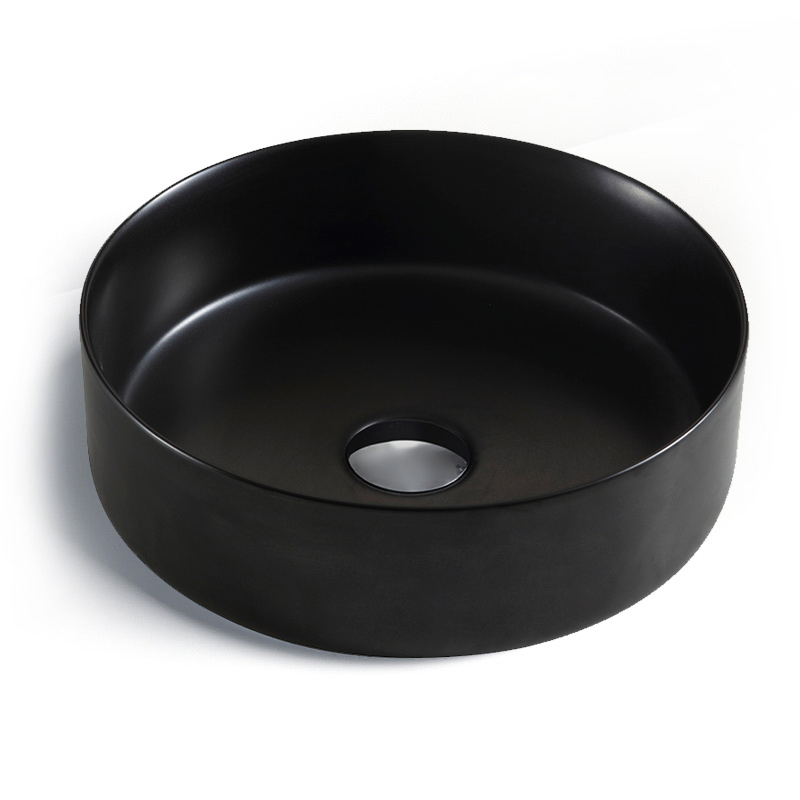 Vasque à poser Ø36 cm noir mat, céramique fine, Art
