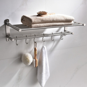 BEIEU Porte-serviettes gratuit porte-serviettes de salle de bains porte-serviettes simple barre porte-serviettes double tige 80cm 