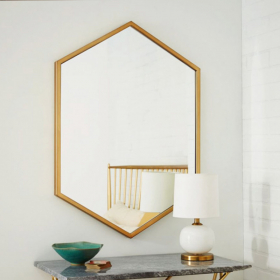 Miroir hexagonal en métal doré brossé, l50xh75 cm, Hexa