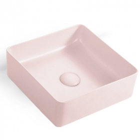 Vasque à poser carrée en céramique rose mat, 36x36 cm, Art