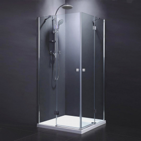 Cabine de douche portes battantes de 80x80 à 100x100 cm, chromé, Arena