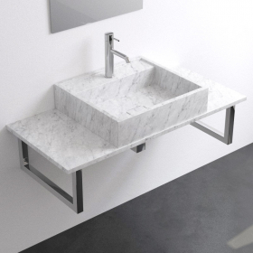 Plan de toilette avec vasque en marbre Carrara 100 cm, Marino - image 2