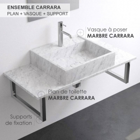 Plan de toilette avec vasque en marbre Carrara 100 cm, Marino
