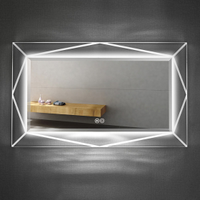 Miroir lumineux LED rectangulaire, 100x60 cm, Art