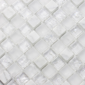 Mosaïque verre et cristal blanche, 30,5x30,5 cm, City Mix White
