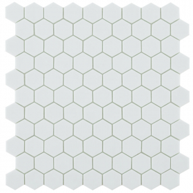 Mosaïque héxagonale verre recyclé blanche, 31x32 cm, Nordic matt white