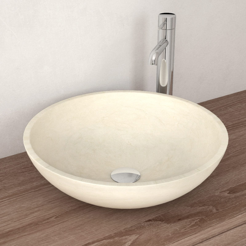 Vasque à poser en marbre beige, 42 cm, Sensa